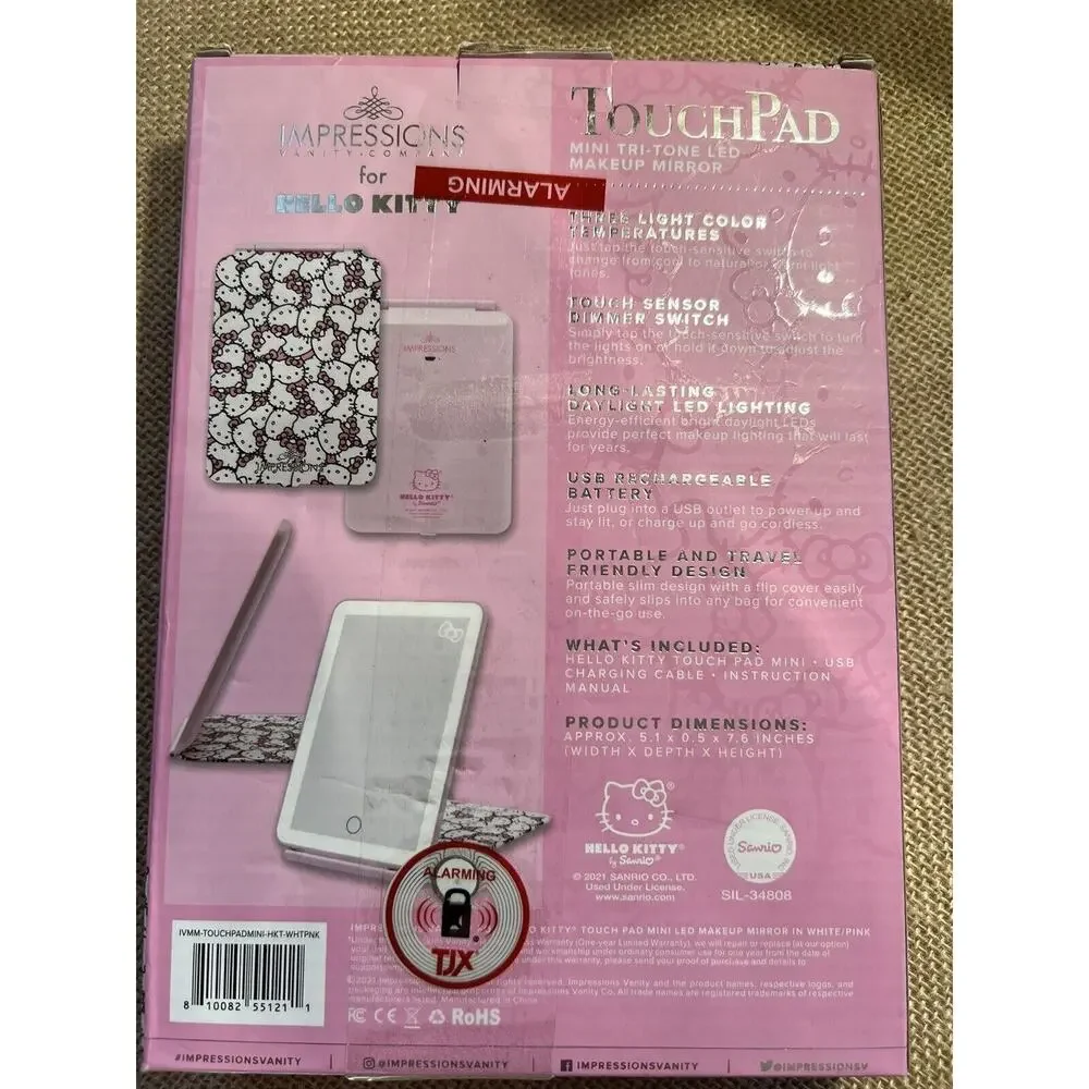 IMPRESSIONS HELLO KITTY TOUCH PAD MINI TRI-TONE LED MAKEUP MIRROR NEW